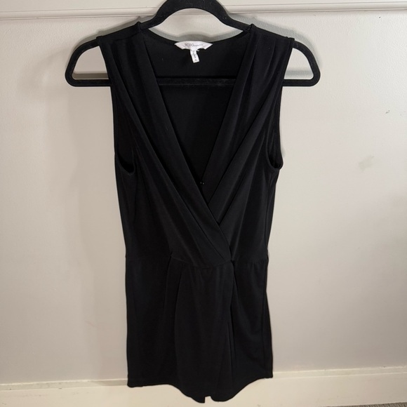 BCBGeneration Black Romper V-Neck Wrap Detail Tank - Picture 1 of 6